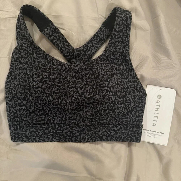 NWT Athleta Ultimate Textured Bra D-DD+ in Static Black - Picture 2 of 7